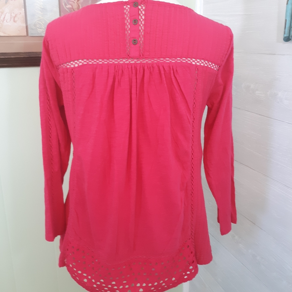 Lucky brand embroidery lace top blouse sz small *M6 - Picture 7 of 8